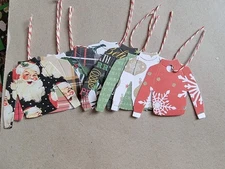 10 Christmas Sweater Gift Tags with strings cardstock