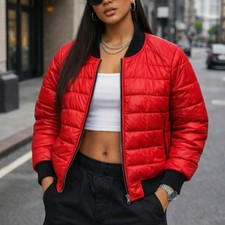 Athleta Jacket Red Dobby Quilted Goose Down P...