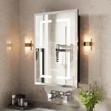 Medicine Cabinet, LED Mirror Cabinet for Bathroom with 3-Color with Mirror De...