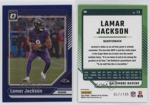 2024 Panini Donruss Optic Blue Prizm /199 Lamar Jackson #13