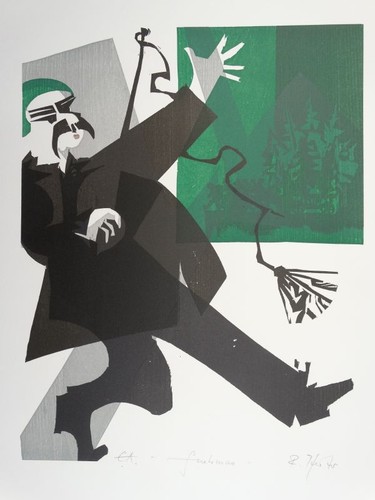 Fuehrmaa - Ruedi Pfirter - signierter Farb-Holzschnitt épreuve artiste Butz 1980