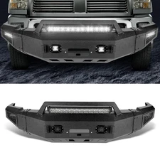 Heavy Steel Front Bumper w/ Winch Plate Light for 2010-2018 Dodge Ram 2500 3500