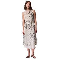 Calvin Klein Sleeveless Abstract Chiffon Midi Dress Women's XL Light Grey