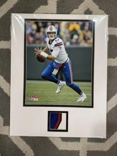 Josh Allen Buffalo Bills Game Used Worn Jersey Patch NFL MVP Matted 11x14