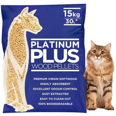Platinum Plus Katzenstreu 30L Beutel Premium Natur Holzpellets Geruchskontrolle