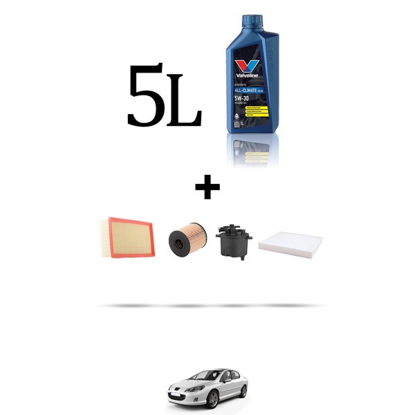 Hoffcar Wartungsset 4 Filter Und 5L ÖL FüR Peugeot 407 2.2 Hdi 125KW Ab 2006-image