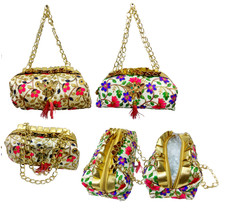 Lot 5pc Indian Clutch Pouch Potli Bag Bridal Purse Traditional Ethnic Party Bag
