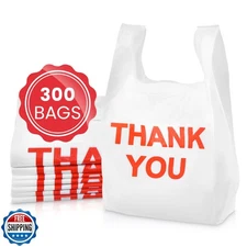 Choice Marts Grocery Plastic Bags White (11"x6"x21") Store Bags 300 Count
