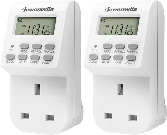 Digital Lamp Timer Socket – 20 On/Off Weekly Schedule, Auto DST, Battery Backup