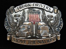PI07112 VINTAGE 1987  TRUCK DRIVERS MOVE THE NATION  BRASSTONE BELT BUCKLE