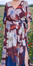 NWT Adrianna Papell Floral Chiffon Surplice Gown Size 22 Burgundy Multi