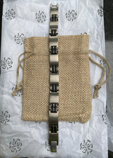 Men’s Titanium Link Bracelet Black Rubber Inserts – 20cm / 8"