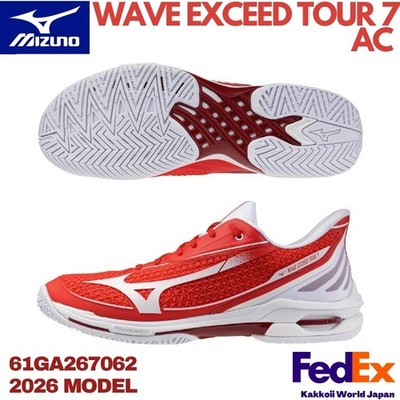 Mizuno Tennis Shoes WAVE EXCEED TOUR 7 AC Red/White 61GA267062 2026 NEW!