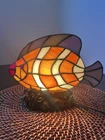Vintage Stained Glass Orange And White Fish Desk Accent Lamp