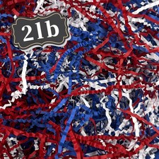 ZEBMOON 2 LB Red White Blue Crinkle Cut Paper Shred Filler Great for Gift Wrappi