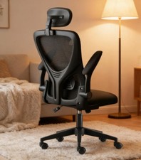 Ergonomic Office Chair Lumbar Support Adjustable Headrest High Back New Black
