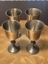 Vintage Pfaltzgraff Pewter 6โ Goblet Wine Glasses Set Of 4 Made in the USA
