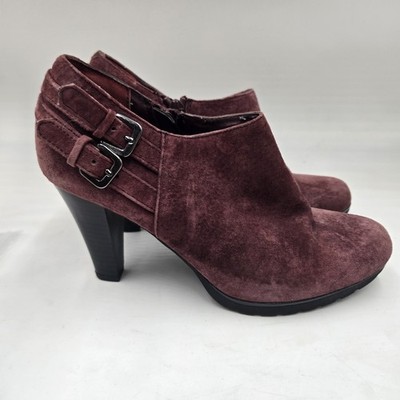 White Mountain Bordeaux Sneaky Ankle Burgundy Suede Boots 6.5 Booties Buckle