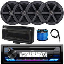 JVC KD-T92MBS Marine CD Stereo Receiver, 4x 6.5" Speakers, Cover, Antenna, Wire
