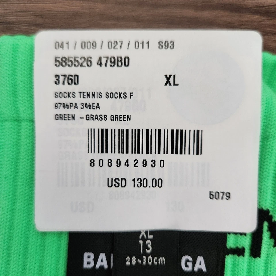Auténticos Calcetines Largos BALENCIAGA Logo Verde Neón XL Lujo Unisex Foto 2 de 4