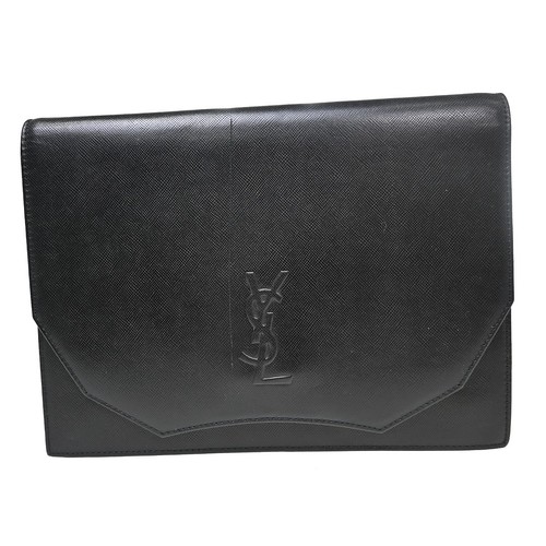 Yves Saint Laurent Black Leather Clutch Bag NQ08661