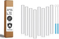 Clear Glass Blowing Tubes 10mm OD 4" Length 8 Pieces
