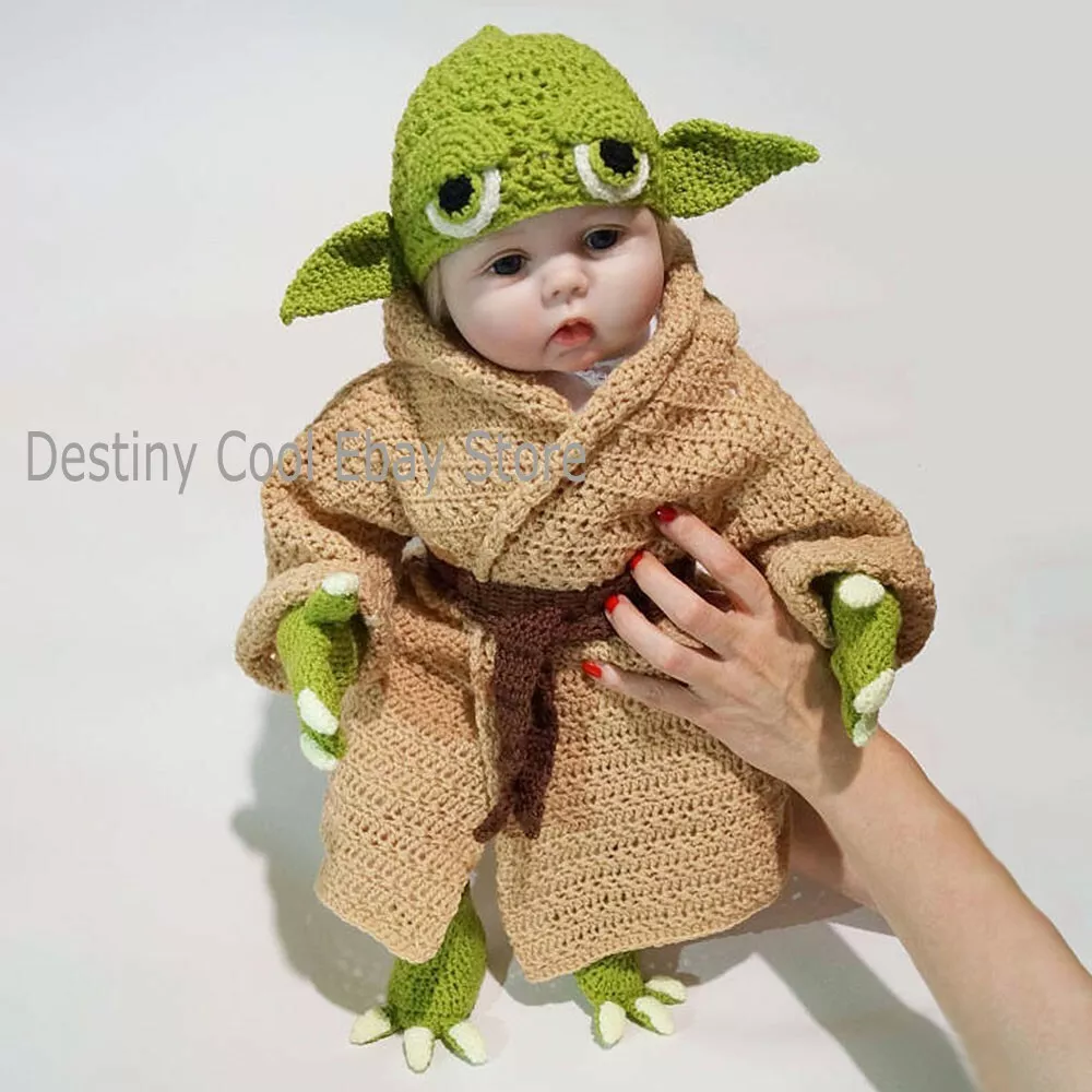 Baby Yoda Mandalorian Handmade Knitted Star War Outfit Costume Newbaby Cosplay