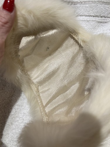 Vtg White Angora Rabbit Fur Fascinator & Hand Muff Warmer Holiday Wear 50s 60s - Picture 5 of 23