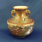Antique Meiji Japanese Jinzan Satsuma Vase Gilt Immortals Shimazu Crest & Dragon