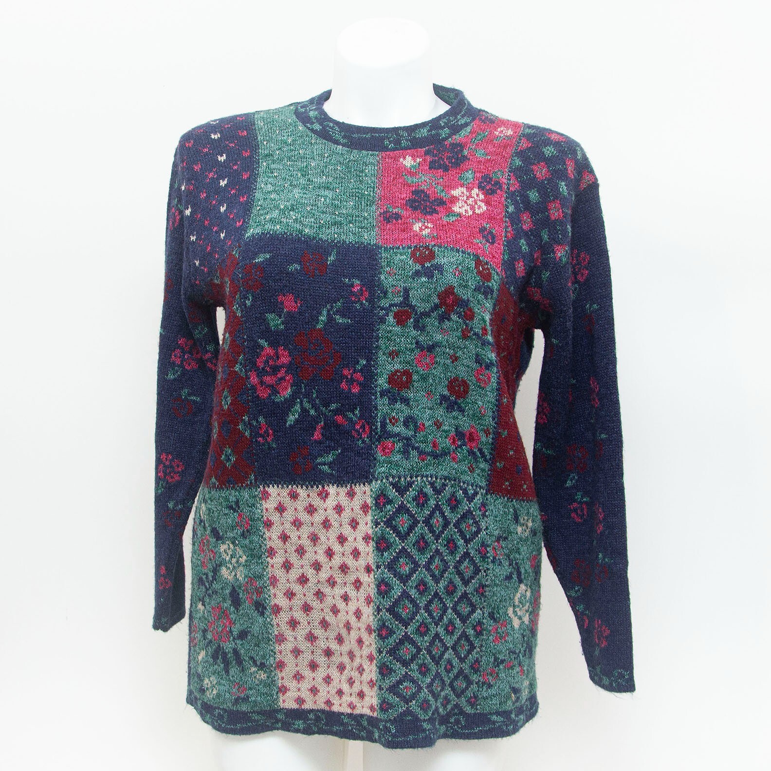 Classic Elements Long Sleeves Color Block Floral … - image 1