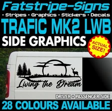 to fit RENAULT TRAFIC LWB LIVING THE DREAM GRAPHICS STICKERS DECALS CAMPER VAN