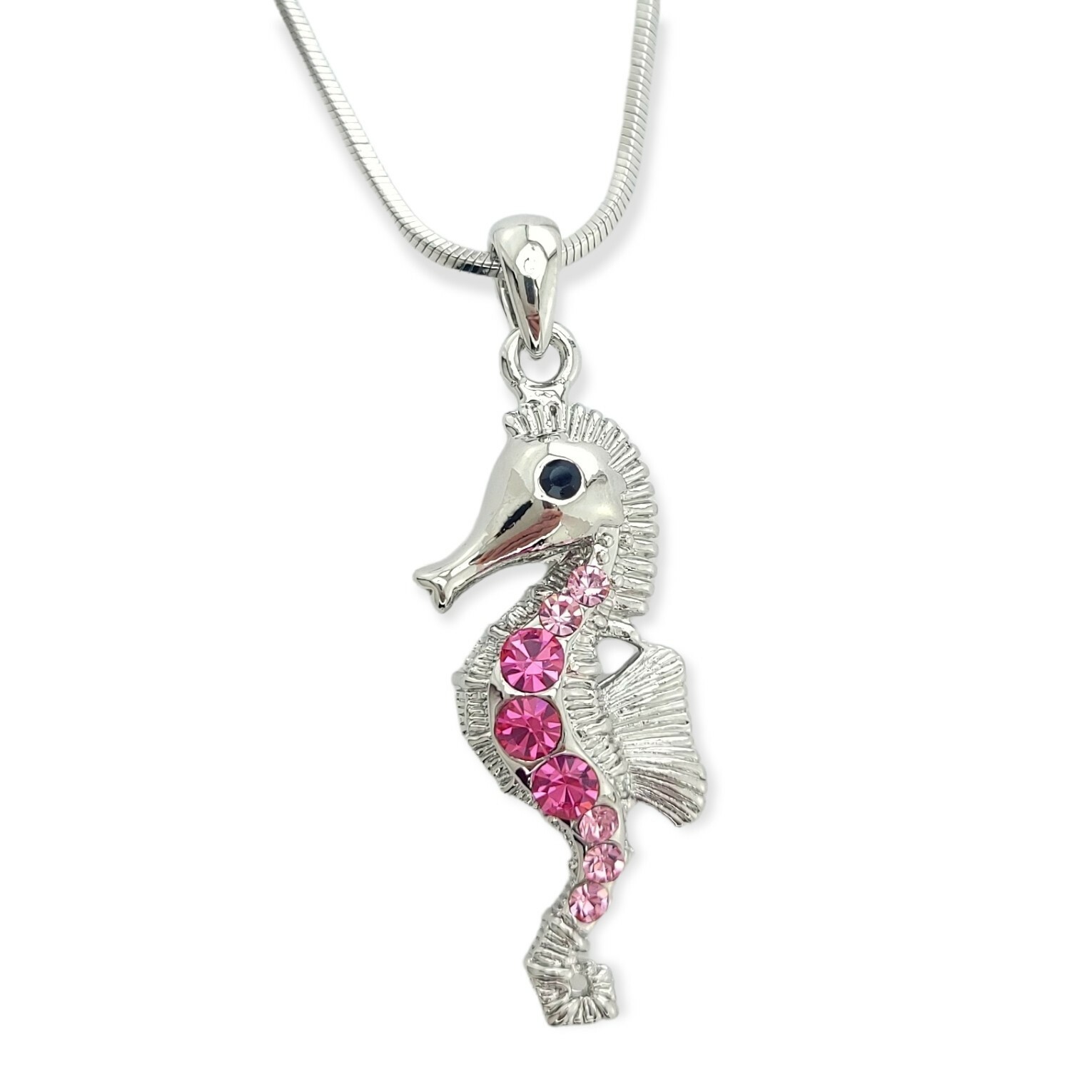 Swarovski Crystal Pink Seahorse Pendant Necklace 18