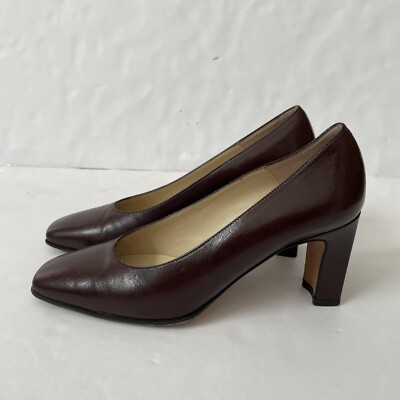 Nordstrom Heels Brown Red Leather Slip On Pumps Size B EUC