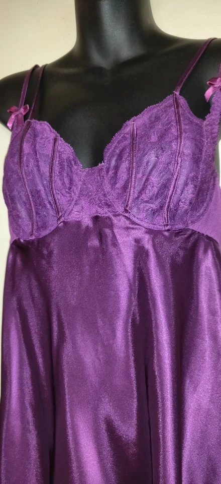 Vestido sin Mangas Babydoll Vintage Y2K M Morgan Taylor Púrpura Camisón Boysenberry Nuevo con Etiquetas Foto 4 de 4