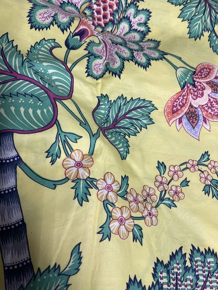 "Tela MALABAR de colección de Scalamandre' algodón amarillo impresa a mano 39""x29"" RARA Foto 3 de 4
