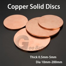 Pure Copper Solid Metal Round Plate Sheet Discs Thick 0.5mm-5mm Dia 10mm-200mm