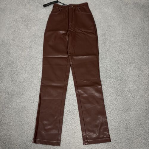 Womens Faux Leather Pants Truth Be Told sz XS Pants Chocolate 23x31 dressy party