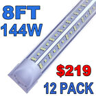 12 Pack 8 Ft Led Shop Lights 144w Integrated 6500k For Warehouse V-shaped Bulbs