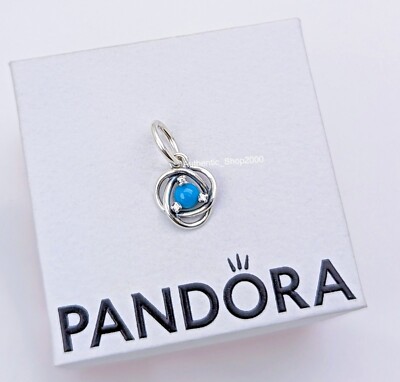 New PANDORA 925 Birthstone December Blue Eternity Circle Dangle