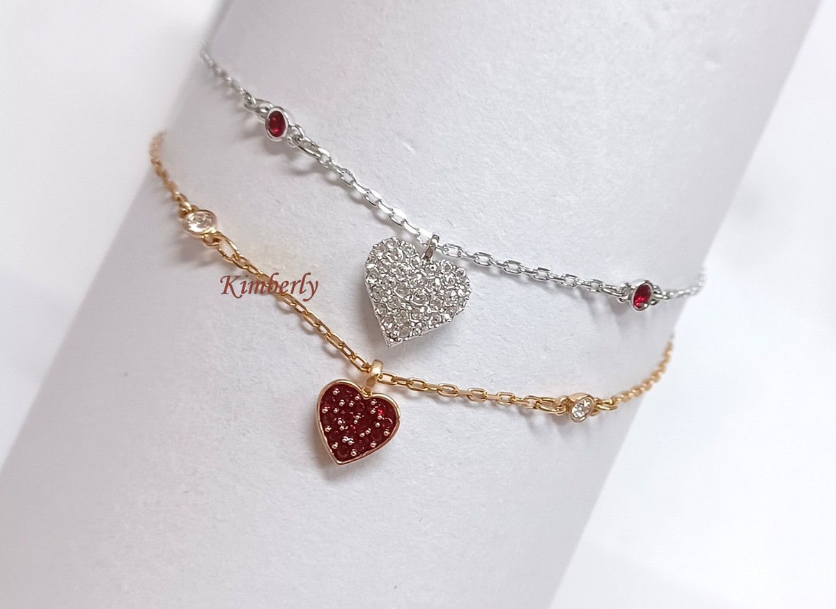 Swarovski Crystal Wishes Heart ブレスレットセット Crystal Wishes bracelet, Set (2), Heart, Red, Mixed metal