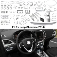 Silver Center Console Trim Frame Cover Panel Decor Kit For Jeep Cherokee 2014-18