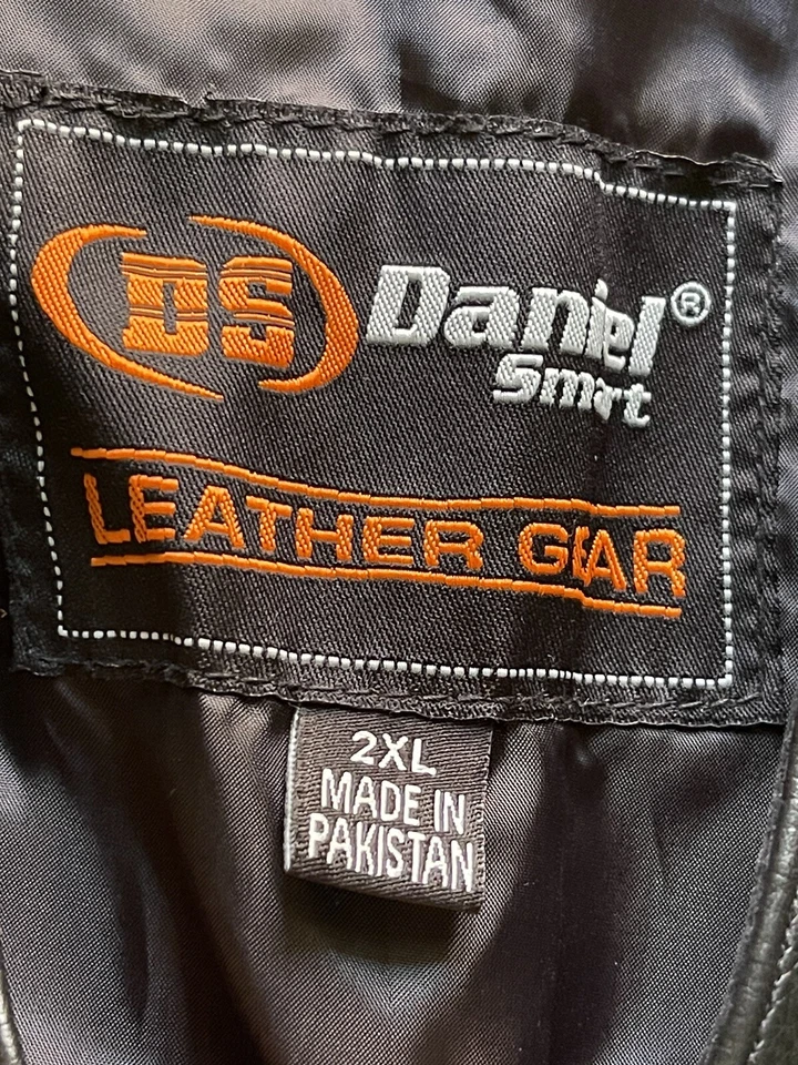 NUEVO CON ETIQUETAS DS Daniel Smart Mujer’s 2XL Negro A Presión Cuero Genuino Trenzado Chaleco de Motociclista Foto 3 de 4