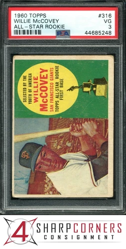 1960 TOPPS ALL-STAR ROOKIE #316 WILLIE McCOVEY RC HOF PSA 3