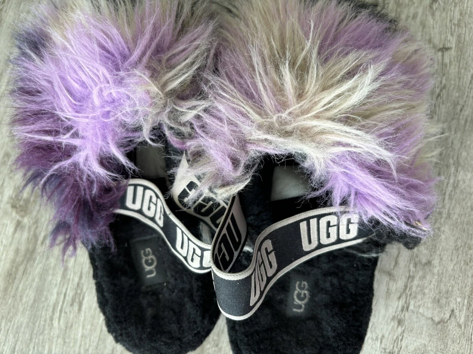 Sandalias UGG Fluff Yeah Tie Dye Slides púrpura magnolia para mujer EE. UU. 9,5 Foto 4 de 4