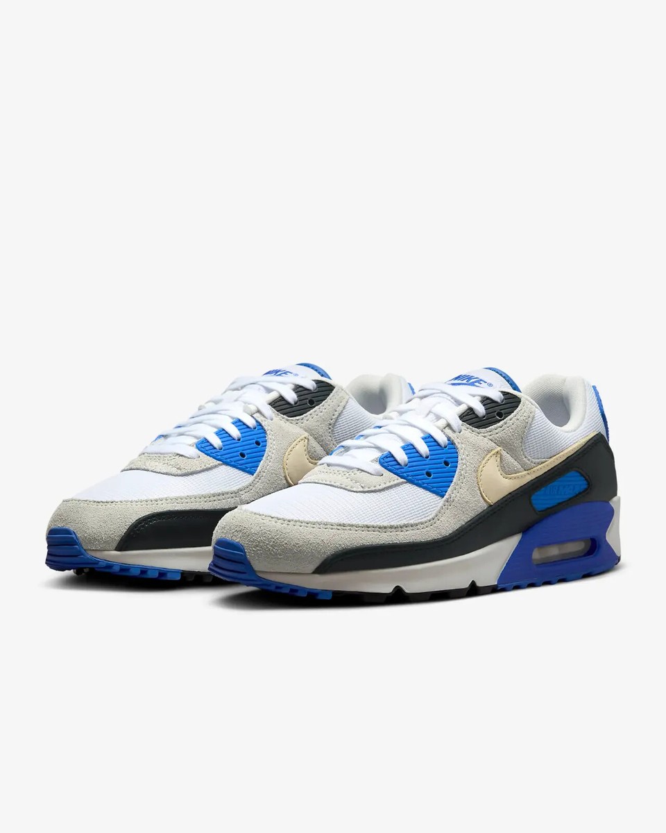 Nike Air Max 90 Shoes White Racer Blue Black HF3449-100 Men's