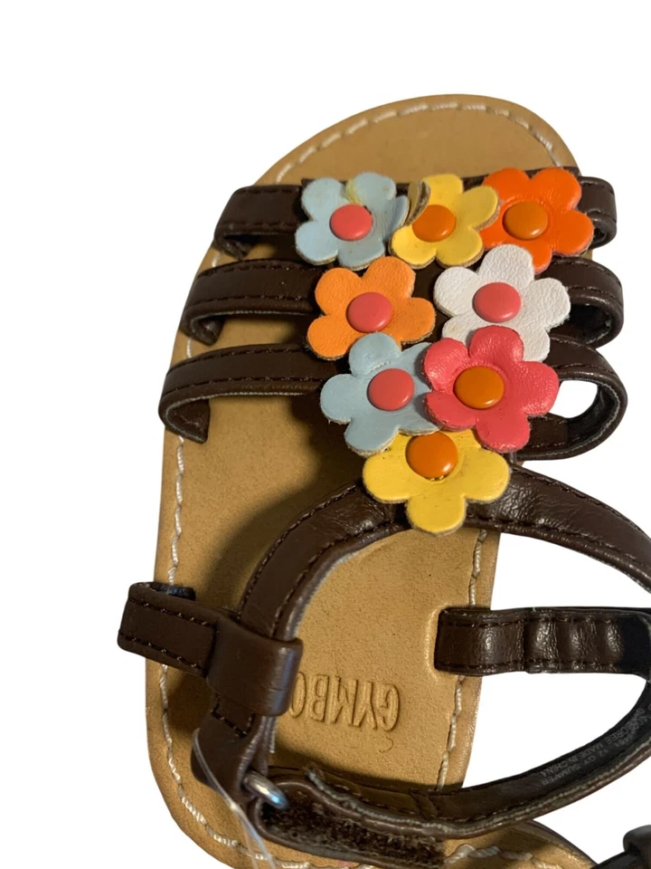 Sandalias Gymboree Niñas Infante Bebé Talla 3 Marrón con Tiras Zapatos Florales 2012 Aloha Foto 3 de 4
