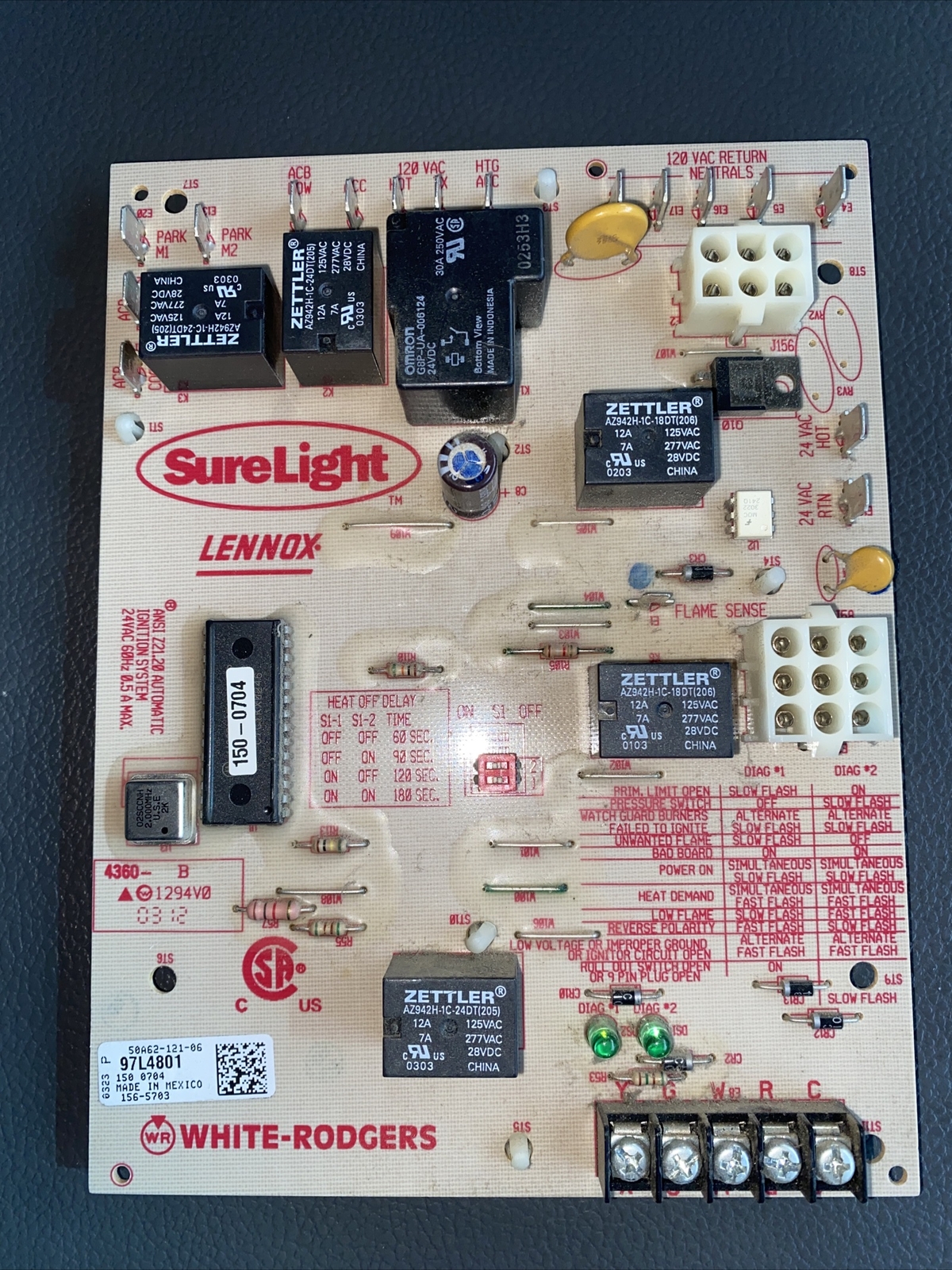 Lennox Armstrong OEM Control Board 24L85 24L8501 White Rodgers 50A62