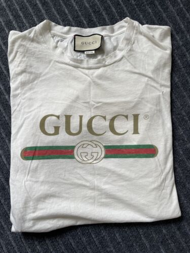 Gucci  Logo Washed Print T - Shirt - White . Mediu