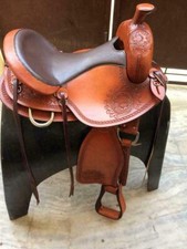 Western saddle on eco-leather buffalo chestnut color on drun dye finish Size Al