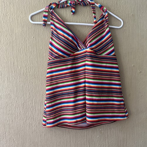 Vintage Mossimo Size L Swim Tankini Top Y2K Padded Halter Swimsuit Triangle